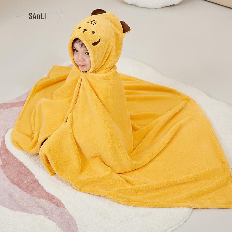 Комплект халатов с капюшоном для родителей и детей Sanli - полотенца из кораллового флиса для детей и взрослых