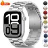 Ремешок из нержавеющей стали для Apple Watch Ultra 3/2, ремешок 46 мм 49 мм 40 44 42 мм 41 45 мм, браслет iWatch Series 11 10 9 8 7 SE 6 5 4