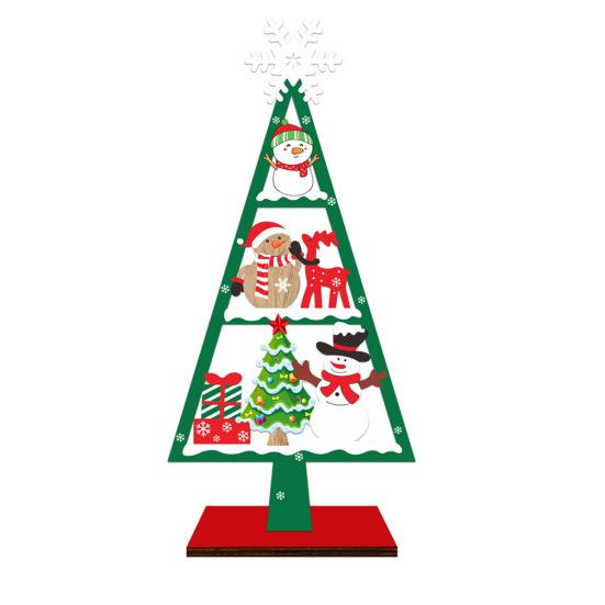 Christmas Ornament Santa Claus Snowman Elk Wooden Tree Desktop Decoration Festive Atmosphere Party Decor
