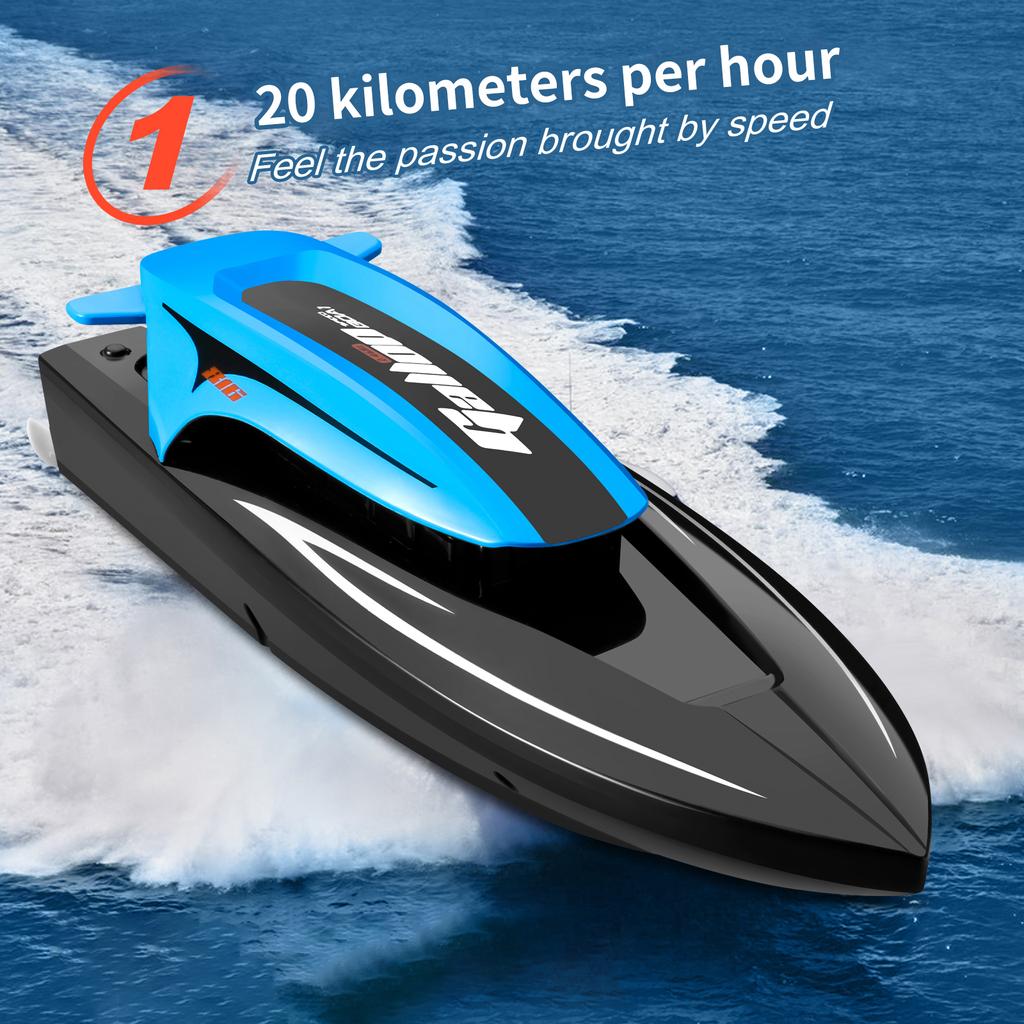 Лодка с дистанционным управлением, 2,4G, 20 км/ч, высокоскоростная водонепроницаемая скоростная лодка с дистанционным управлением и светодиодными фонарями