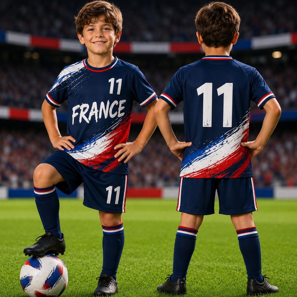 Kids#Summer France Flag Print Soccer Jersey Men's Women's Quick Dry Sports Tees Soccer Fans Training T-shirt Tops