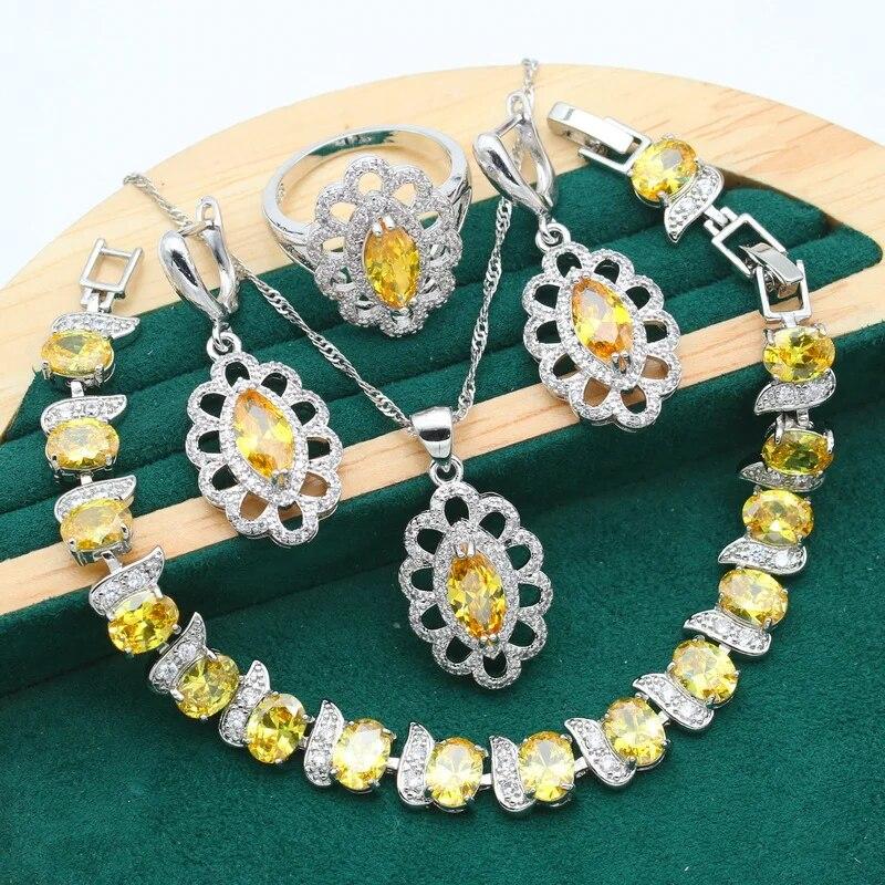 Фиолетовый аметист серебро 925 пробы комплект ювелирных изделий для женщин серьги ожерелье кулон кольцо браслет вечерние подарок на день рождения