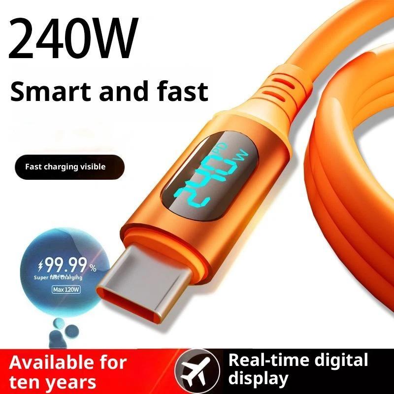 1 шт. 240 Вт USB Type-C LED Цифровой Дисплей Кабель 6A USB-C на Type-C Быстрая Зарядка для Huawei Зарядный Шнур Аксессуары