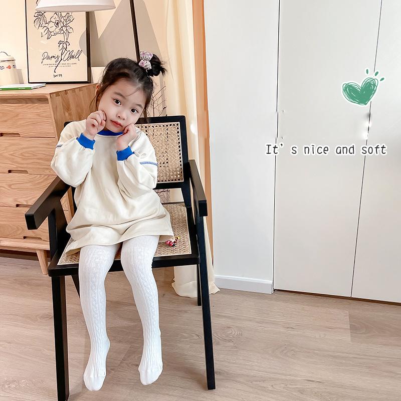 Детские колготки Весна и Осень Новые Однотонные с Узором «Косичка» Леггинсы для Девочек