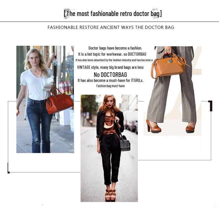 2024 Модная ретро-сумка-мессенджер для доктора: Женская сумка и сумка через плечо из натуральной матовой кожи