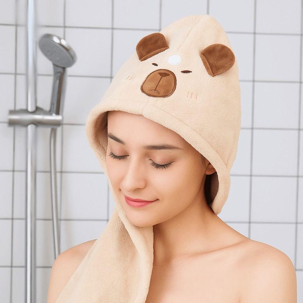 2PCS Kawaii Towel Cap Quick Dry Super Absorption Cap Animal Theme Bath Hat  Hair Care