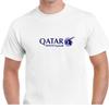Белая футболка с синим логотипом Qatar Airways