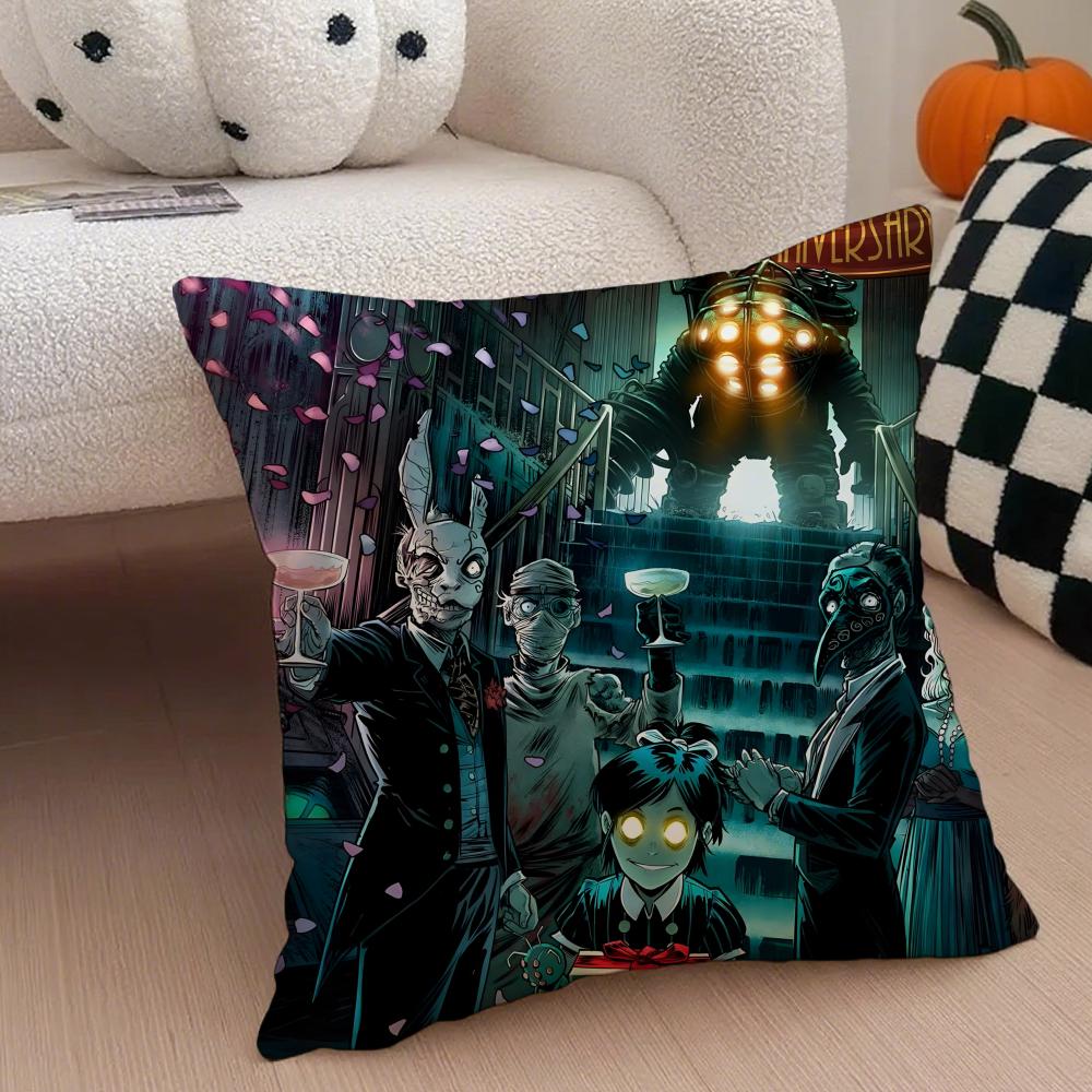 game scifi BBioshock IInfinite Cushion Cover Throw Pillow Cover Hidden Button Durable Polyester Chair Cushion