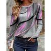 Women's 3D Printed Striped Elegant Printed T-shirt Fashion Long Sleeve Round Neck Regular Tops Holiday Weekend Spring Autumn