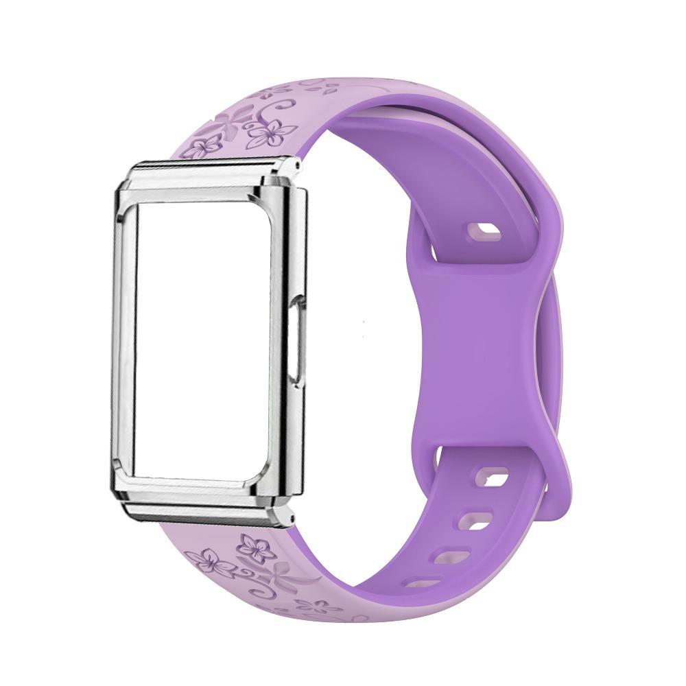 Metal Frame Protective Case + Dual Color Embossed Silicone Strap for Huawei Band 11 Pro