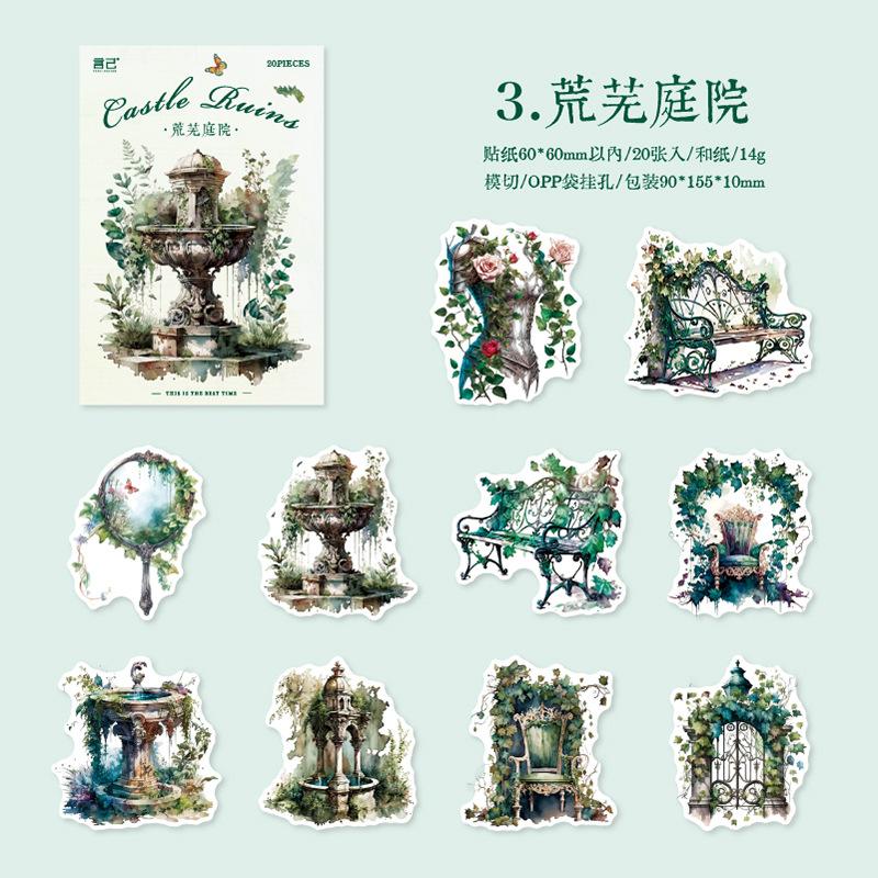20pcs/1lot Kawaii Stationery Stickers remains of castle Junk Journaling Decorative Mobile Scrapbooking for stickers Scrapbook