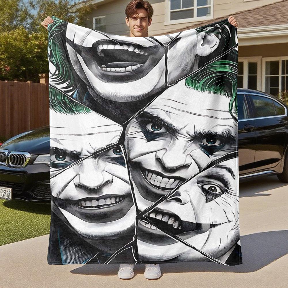 1PC Joker Broken Outdoor Flannel Blanket Soft Plush Decor for Picnics, camping,Bedroom, Playroom, Office1159A