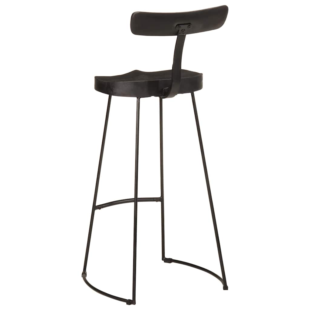 Bar Stool Set of 2 Black 49 x 43 x 103 cm Solid Mango Wood