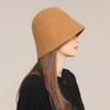 Style Girl Cashmere British Style Female Hats Wool Bucket Hat Pure Color  Hat Korean Style Caps