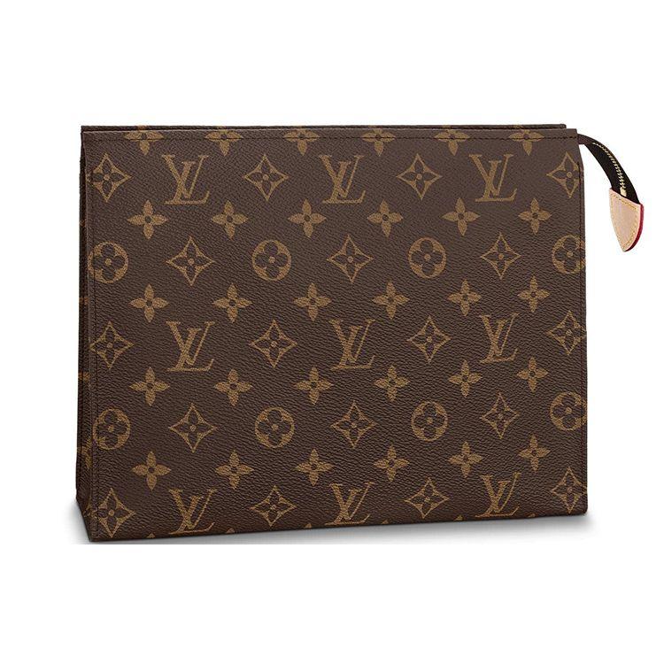 Louis Vuitton Косметичка 26 Классический Канвас С Монограммой И Кожаная Сумка Для Туалетных Принадлежностей Унисекс Коричневая M47542