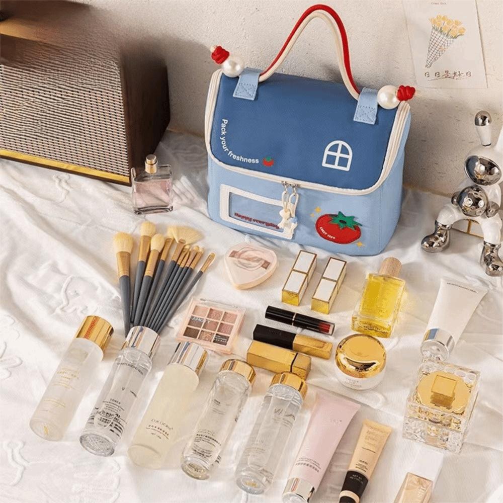 Large Capacity House Shape Cosmetic Bag Portable Cosmetics Handbag Cartoon Toiletry Pouch Travel