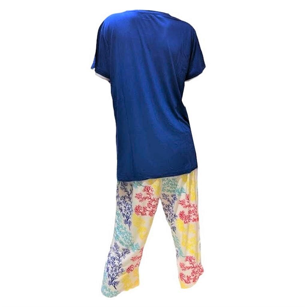 Женский капри из вискозы Bludream Battal размера плюс с коротким рукавом