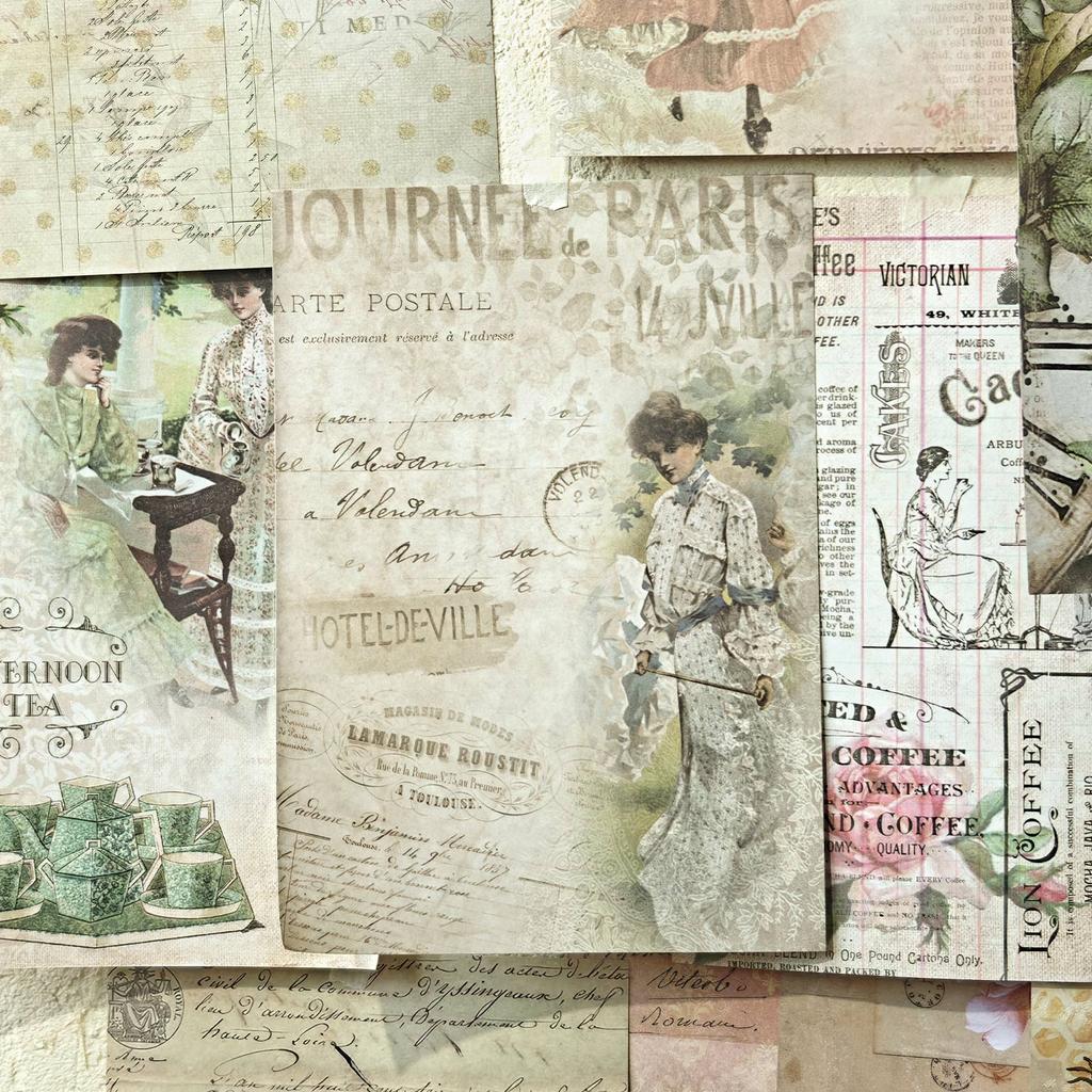 40 листов Ретро Ins Декор Junk Journal Материал Бумага для фона Креативный Коллаж DIY Скрапбукинг Ручная работа Эстетичная Craft Paper