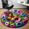 1pc Butterfly Garden Decor Chair Carpet for Office, Round Polyester Mat, Indoor Decor for Office, Washable Non-slip Carpet yy251219047
