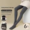 Gray Striped Velvet-Lined Leggings Socks for Women - Warm, Slimming Pantyhose for Autumn and Winter