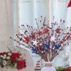 Independence Day Patriotic Branch Decoration, Branch Decoration With Stars, Independence Day Berry Stems, Patriotic Branch Decoration.