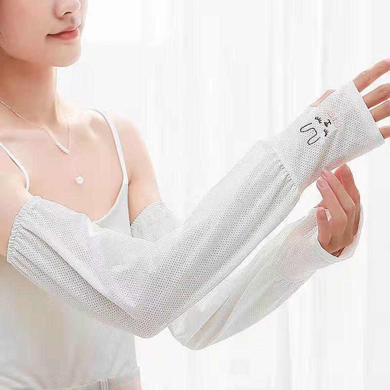Летние нарукавники из ледяного шелка с длинными рукавами, защита от солнечных ожогов, мужские и женские манжеты, крутые рукава, анти-УФ-защитные рукава для езды на велосипеде, без пальцев