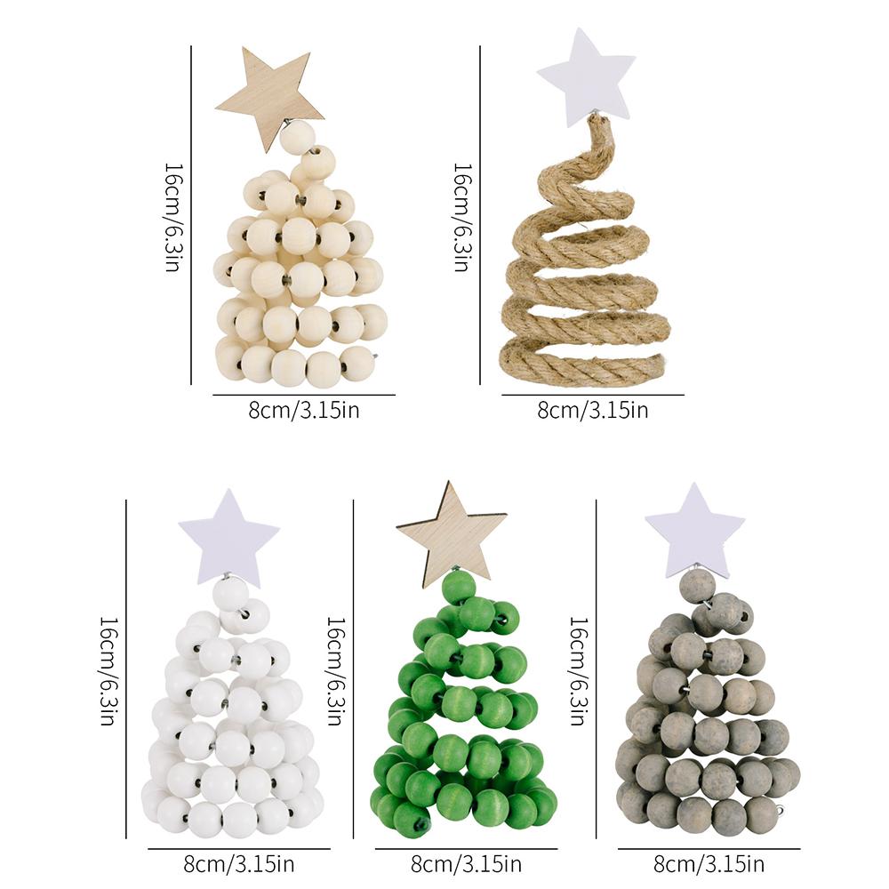 Christmas Tree Wooden Bead Tabletop Decoration Gift Creative Wood Desktop Ornament for Home/Office Holiday Decor