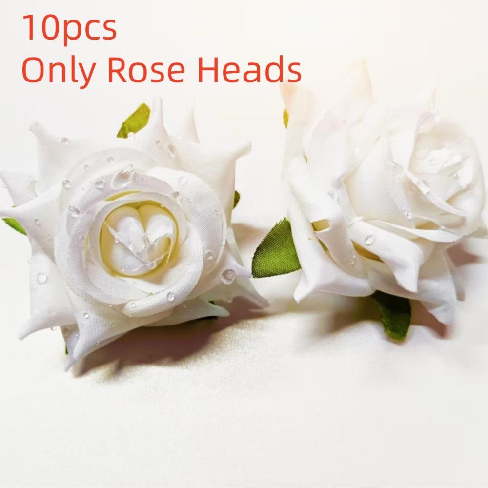 10pcs Pastel Colors Realistic Artificial Rose Heads 3D Elegant Flower Arrangement for Wedding