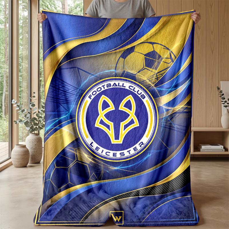 Leicester City Football Print Flannel Blanket, Soft Warm Lightweight Throw Blanket for Sofa Bed Camping