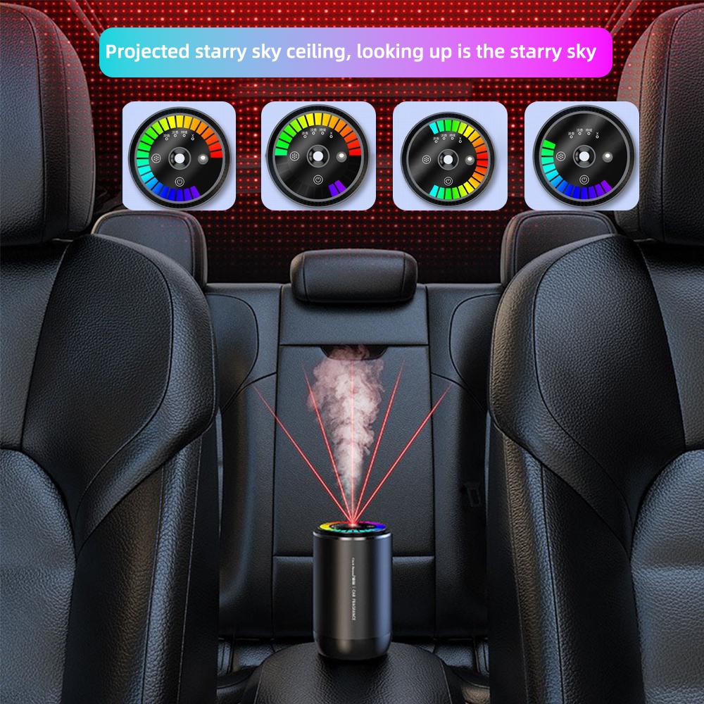 Интеллектуальный автомобильный освежитель воздуха, электрический диффузор аромата с функцией звукоснимателя, рассеянный свет, звездное небо, удаление запаха, эфирное масло