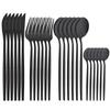 24Pcs Black Cutlery Set Knife Dessert Fork Coffee Tea Spoon Dinnerware Flatware Stainless Steel Silverware Kitchen Tableware Set