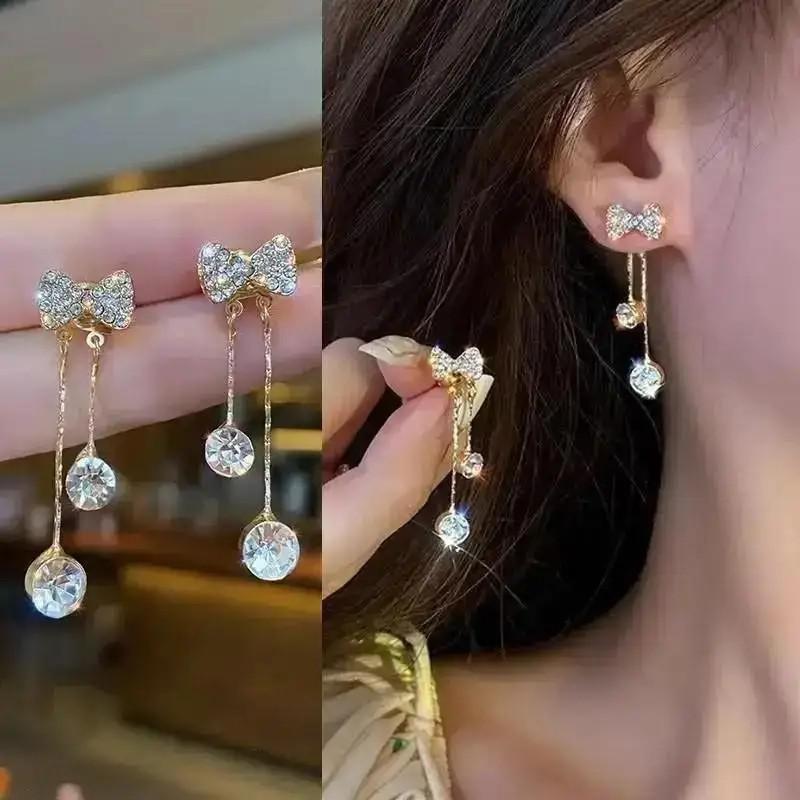 Серьги-подвески из серебра 925 пробы с цирконами для женщин, роскошные винтажные золотые украшения