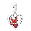 Original 925 Sterling Silver Bead Charms Red Heart Cardinal Bird Pendant Fit Original Bracelet For Women DIY Jewelry Gift
