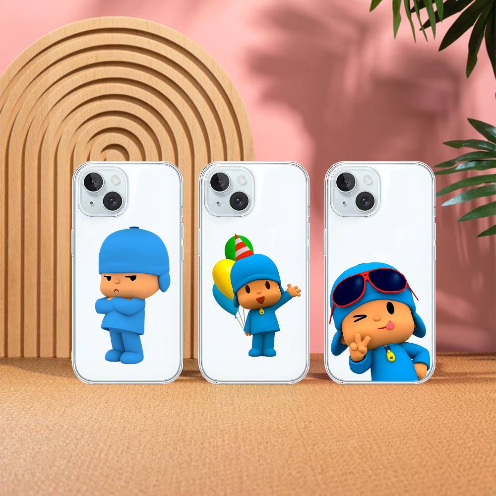 Cute P-POCOYO Phone Case For Iphone17 16 15 11 13 14 Pro Max 7 8 Plus X Xr Xs Max Se2020 12mini Transparent Cov