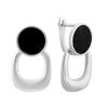 Серебряные серьги с натуральным ониксом (2160229)