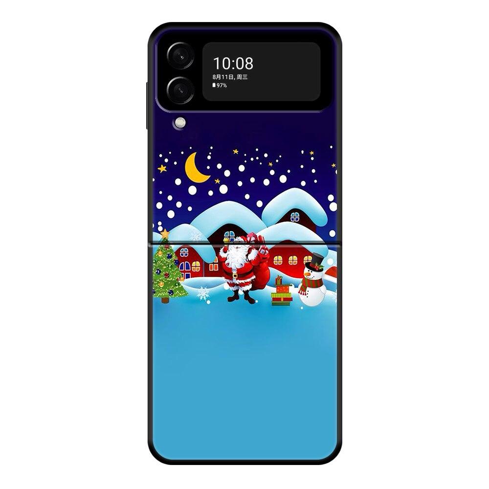 Милый Рождественский чехол для телефона с Сантой для Samsung Galaxy Z Flip Z Flip3 5G Z Flip4 Жесткий ПК Матовый чехол