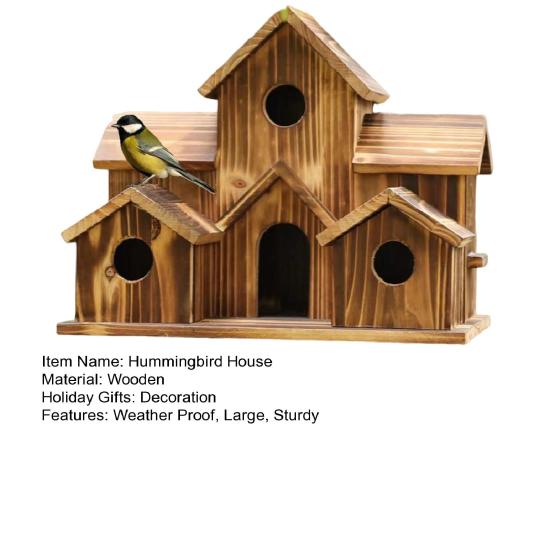 Домики для птиц для улицы, деревянное гнездо колибри, кормушка для птиц, большой скворечник для улицы с 6 комнатами для декора садового дворика