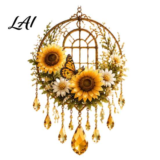 Stained Glass Style Suncatchers Acrylic Flower Bird/Butterfly Crystal Sun Catcher Decorative Hanging Ornament for Window Living Catcher Room Bedroom
