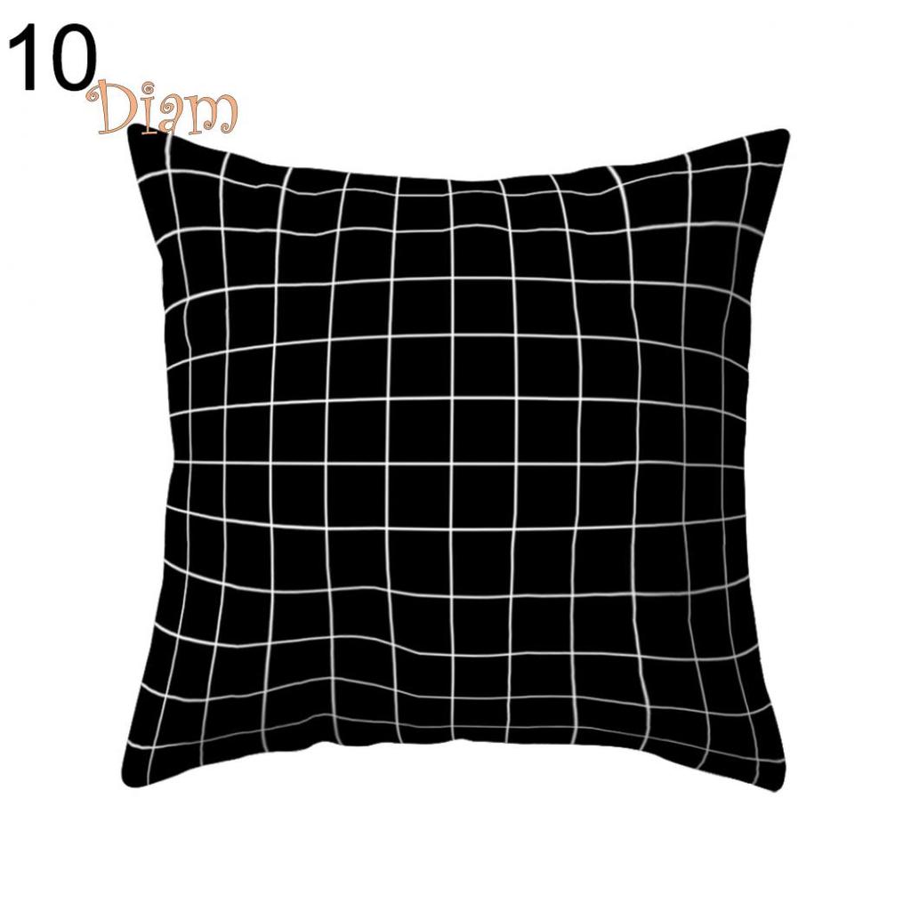 FS Black and White Geometric Throw Pillow Case Square Cushion Cover Soft Waist Rest Accessories