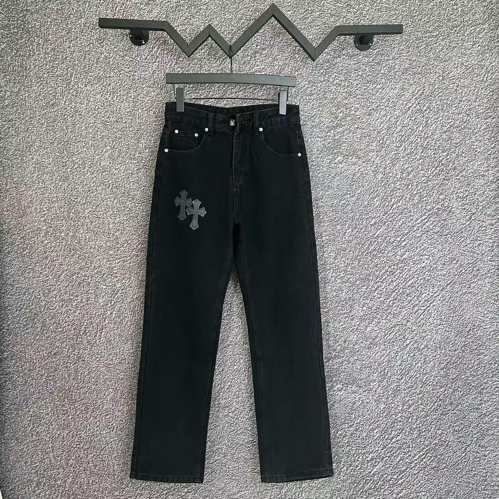 9930 CHROME HEARTS Мужские и женские модные джинсы в американском стиле с тканевыми нашивками, повседневные и модные брюки в стиле хай-стрит