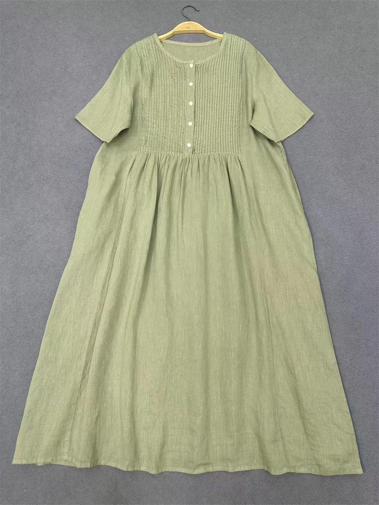 Johnature Летние японские платья-гармошки со складками, повседневные ретро простые женские платья с короткими рукавами