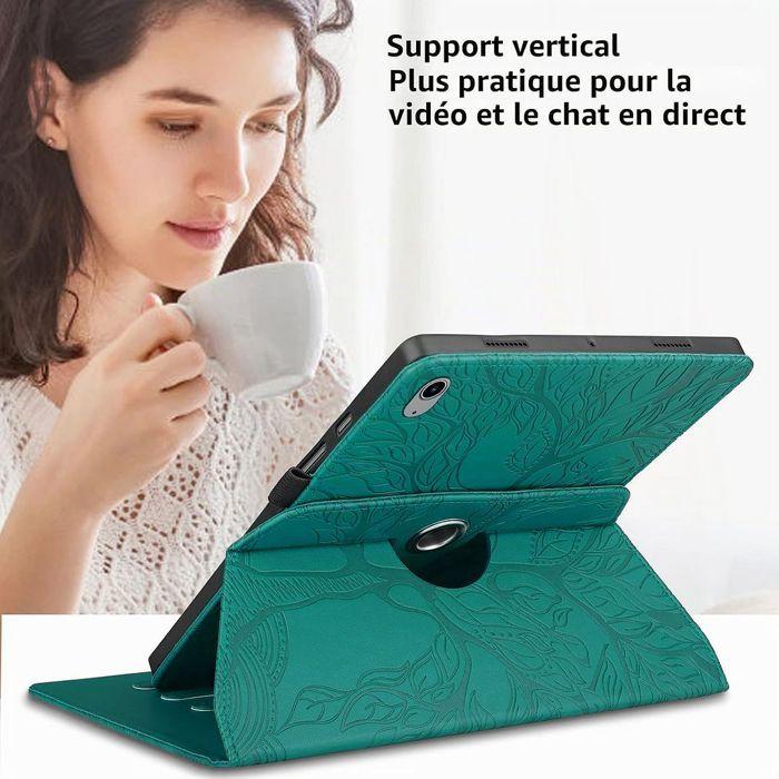 Coque + Verre Trempé pour iPad A16 (11") / iPad 10 2022 (10,9") Etui Antichoc Rotatif Cuir PU Vert