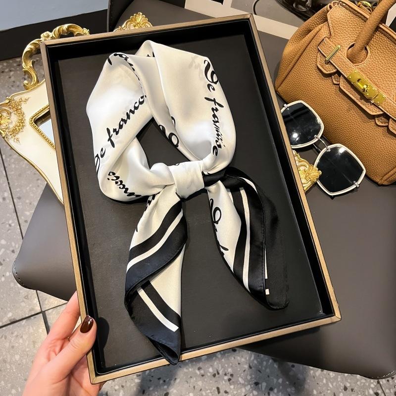 High-end large square scarf silk scarf women's new versatile neck summer thin bag head mother scarf with shawl
