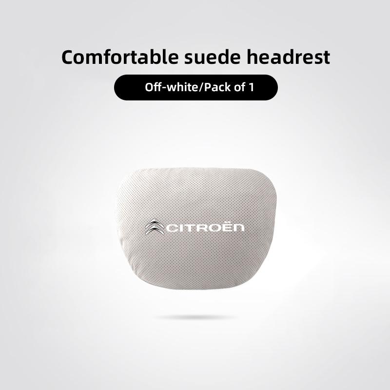 Breathable Car Neck Pillow Premium Suede Memory Foam Headrest For Citroen C5X e-C4 X e-C3 C4 C3 C5 Berlingo C-Elysee Keychain alb256