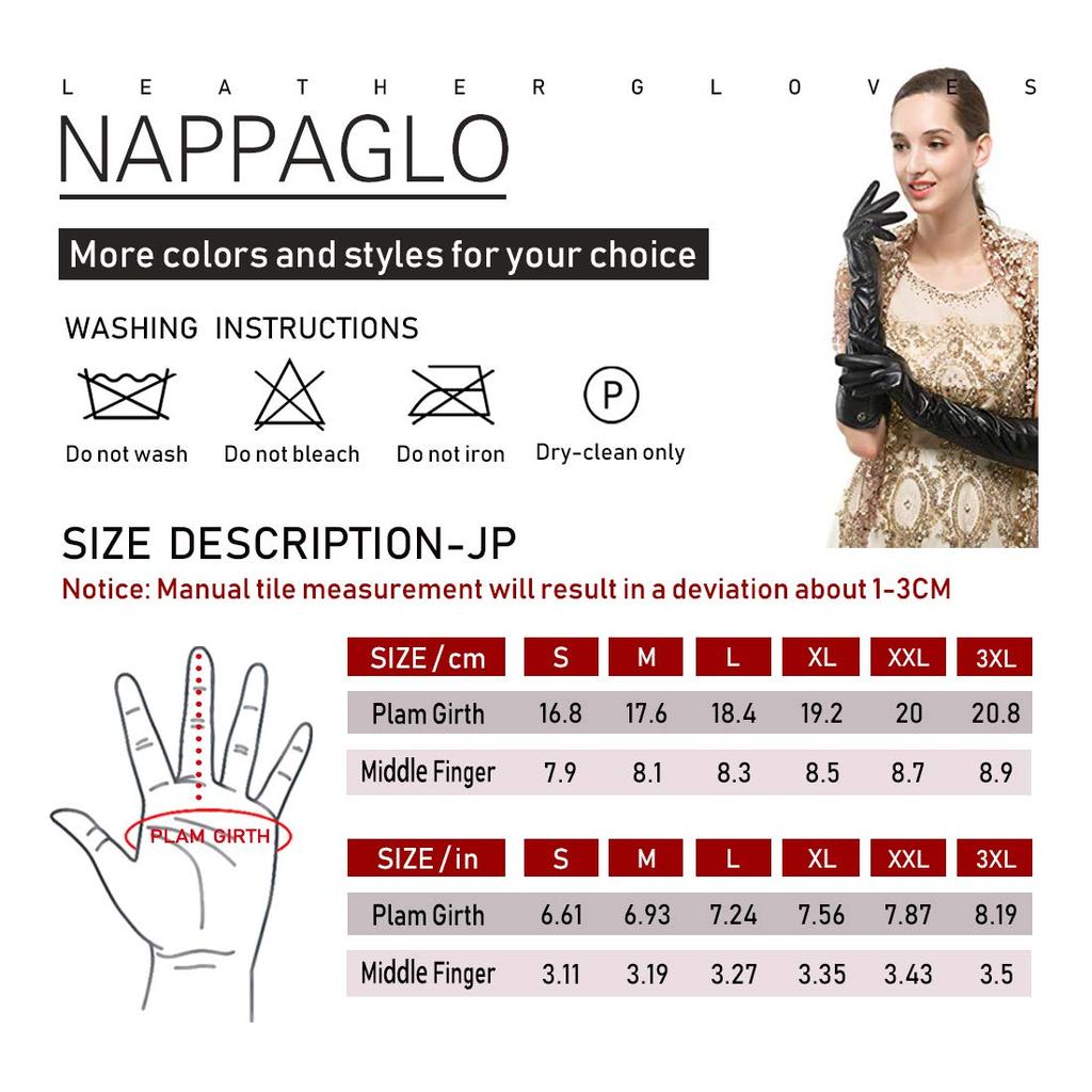 Nappaglo Short Fingerless Leather Winter Warm and Warm for and Driving Black with Silk Women's Gloves, Innerwear, Exercise, Driving, (Size L, Lining)