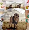 Комплект пододеяльника Львиный рык Белый Дикие животные Полиэстер Пододеяльник Размер Кинг Квин Для Детей Взрослых Подростков Комплект постельного белья
