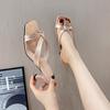 Мода Новый Стиль Модные Женские Летние Новые Роскошные Брендовые Босоножки на Высоком Каблуке Универсальные Простые Босоножки на Тонком Каблуке Шлепанцы Zapatos Mujer