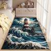 Lighthouse storm waves swirling sky carpet Yoga living room room decor children's crawling mat doormat area rug games mat