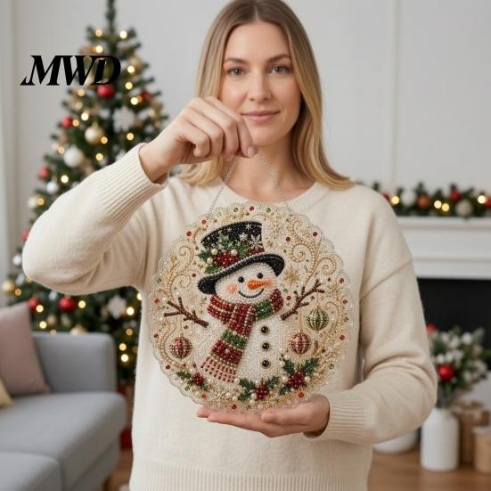 Holiday Gift for Family Christmas Faux Pearl Art Kit, DIY Rhinestone Gem Painting Craft, Santa Tree Living Room Decorations Stocking Elk Pattern