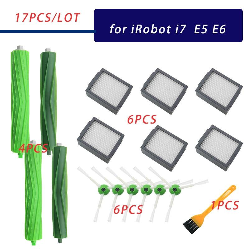 Аксессуары Кисть-рулон Боковая щетка Hepa-фильтр для iRobot Roomba i7 E5 E6 I Series Робот-пылесос Запасные части